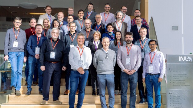 Vertreter der zwölf Konsortiumsmitglieder versammelten sich im Internationalen Iberischen Nanotechnologielabor in Braga, Portugal. / Representatives of the twelve consortium members gathered at the International Iberian Nanotechnology Laboratory in Braga, Portugal.