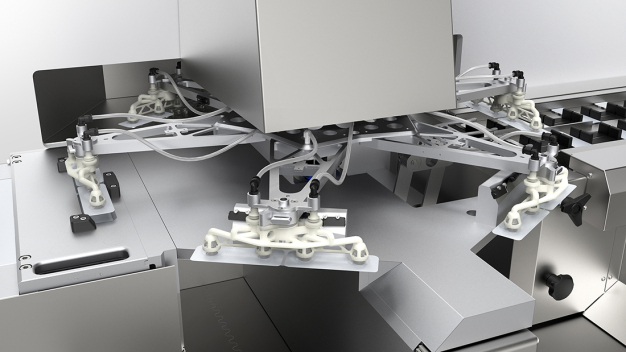 Blistertransfer mit dem Taktrad der Unity 600 von Romaco Noack / Blister transfer with the Romaco Noack Unity 600’s indexing wheel