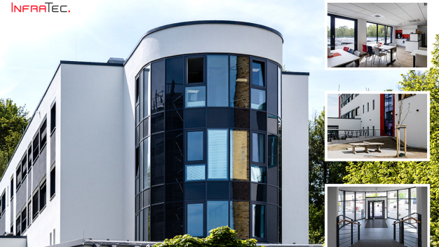 Der Neubau mit Außen- und Innenansichten. (Copyright: InfraTec)