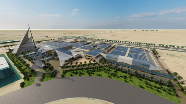3D Rendering: Bird's eye view of the future pharmaceutical complex of EVA Pharma in Sudair. (Photo: io-consultants GmbH & Co. KG)