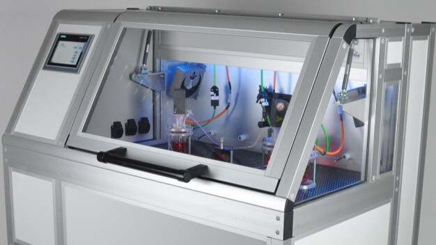Das modulare, funktional erweiterbare Inkubatorsystem mit den integrierten Bioreaktoren. © Fraunhofer ISC / The modular incubator system with built-in bioreactors can be expanded to include additional functions. © Fraunhofer ISC