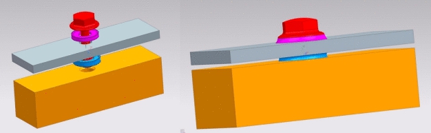 Isoansicht: entspannte und gespannte Verschraubungen (Image Novox KG)