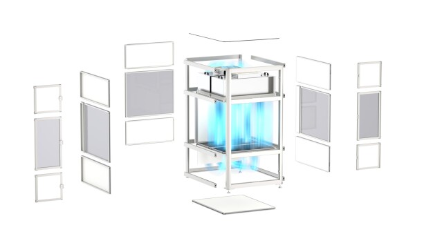Eine Filter-Fan-Unit saugt die Luft an, filtert sie und erzeugt eine turbulenzarme Strömung mit sauberer Luft im Innenbereich von Laminar Flow Box und Maschineneinhausung.