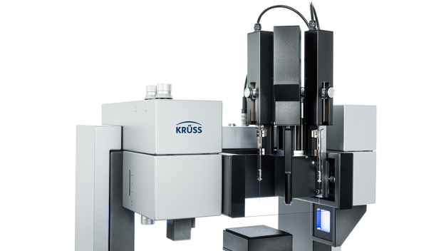 One for all: the Dosing Hub for positioning up to three different dosing units for contact angle measurements. (Copyright: KRÜSS GmbH)