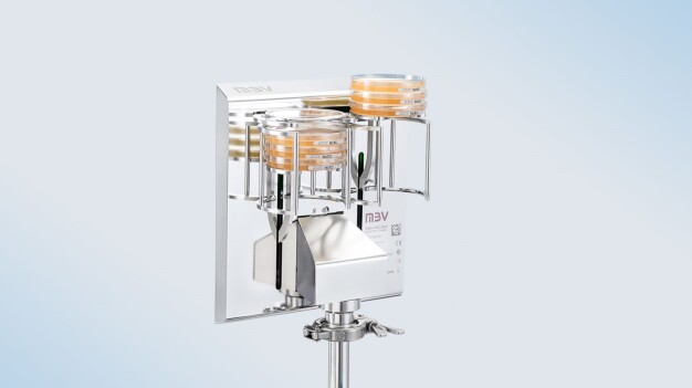 Der automatische Wechsler für Sedimentationsplatten der MBV AG: MAS-100 Libra®. / The automated settle plate changer from MBV AG: MAS-100 Libra®.