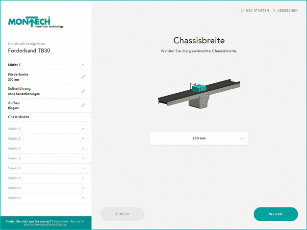 Online Konfigurator – in acht Schritten zum individuellen Förderband