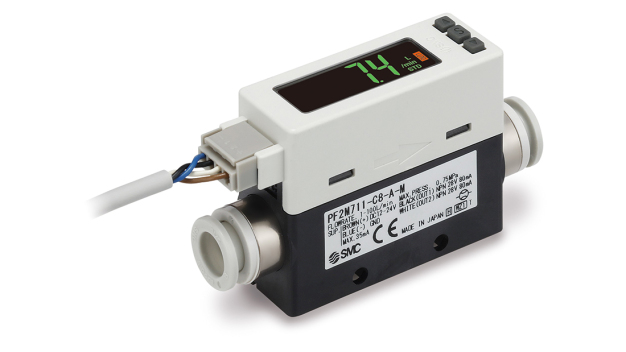 Der digitale Durchflussschalter der Serie PF2M7 spart Kosten dank geringem Eigenenergieverbrauch, bietet ein sehr genaues und umfangreiches Spektrum an Durchflussmessungen – und sorgt so für mehr Nachhaltigkeit. (Foto: SMC Deutschland GmbH) Der digitale Durchflussschalter der Serie PF2M7 spart Kosten dank geringem Eigenenergieverbrauch, bietet ein sehr genaues und umfangreiches Spektrum an Durchflussmessungen – und sorgt so für mehr Nachhaltigkeit. (Foto: SMC Deutschland GmbH)
