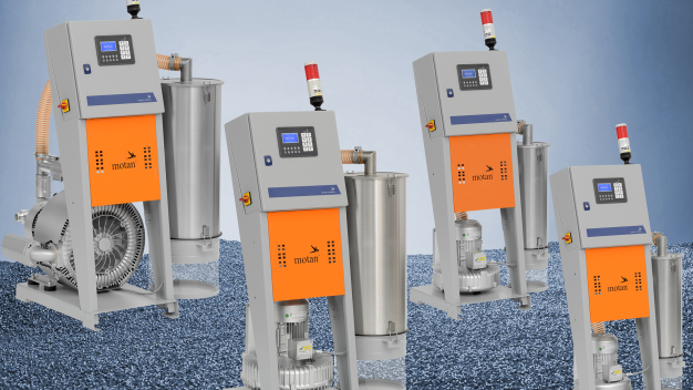 Die METROVAC SG Förderstation in den Größen 3,4kW, 2,2kW, 1,3kW und 0,85kW (v.l.n.r.)  (Bild: motan group)