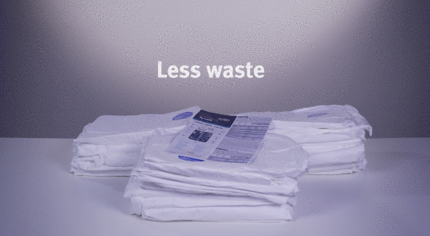 The reduction in packaging associated with DuPont™ Tyvek® Classic Xpert Eco-Pack is clear to see (left: the packaging waste from a single standard box of 100 garments, right: the waste from a single Eco-Pack box of 100 garments). (Photo: DuPont)