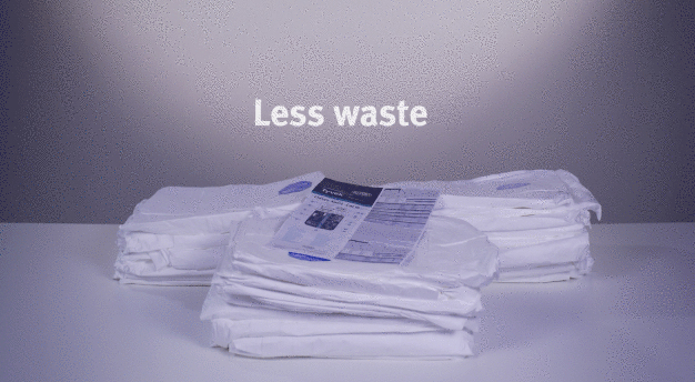 The reduction in packaging associated with DuPont™ Tyvek® Classic Xpert Eco-Pack is clear to see (left: the packaging waste from a single standard box of 100 garments, right: the waste from a single Eco-Pack box of 100 garments). (Photo: DuPont) The reduction in packaging associated with DuPont™ Tyvek® Classic Xpert Eco-Pack is clear to see (left: the packaging waste from a single standard box of 100 garments, right: the waste from a single Eco-Pack box of 100 garments). (Photo: DuPont)