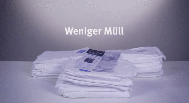 Der neue DuPont™ Tyvek® Classic Xpert Eco-Pack erzeugt signifikant weniger Verpackungsmüll (links: Verpackungsmüll eines herkömmlichen Kartons mit 100 Schutzanzügen, rechts: Verpackungsmüll eines einzigen Eco-Pack mit 100 Schutzanzügen). (Bild: DuPont) Der neue DuPont™ Tyvek® Classic Xpert Eco-Pack erzeugt signifikant weniger Verpackungsmüll (links: Verpackungsmüll eines herkömmlichen Kartons mit 100 Schutzanzügen, rechts: Verpackungsmüll eines einzigen Eco-Pack mit 100 Schutzanzügen). (Bild: DuPont)