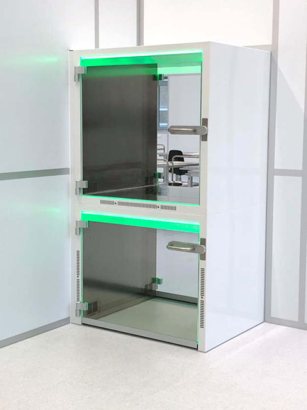 Material locks and doors contain an intelligent lighting concept that takes flushing times into account and indicates when a door can be opened.
