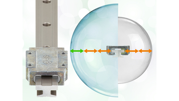 40 Prozent weniger Reibung und neue Konstruktionsfreiheit in der Lineartechnik:  Das neu entwickelte iglidur E3 Material macht’s möglich – und das ohne umweltbelastende Schmierstoffe. (Quelle: igus GmbH)