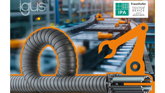 Die triflex R TRC von igus sorgt dank Trockenreinraum-Zertifizierung, ESD-Material und Schmierfreiheit für höchste Sicherheit in der Batteriefertigung. (Quelle: igus GmbH)