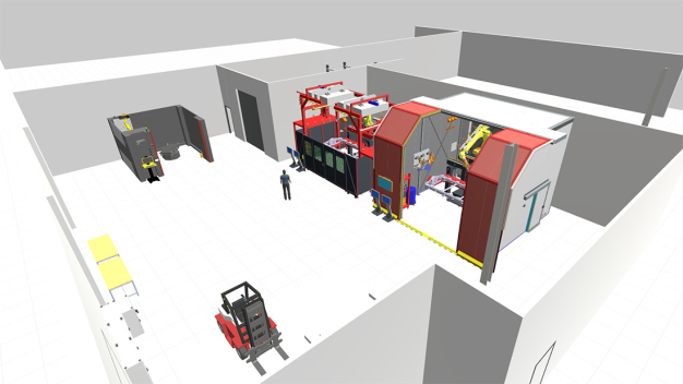 Das neue Prototypenzentrum in Wels mit einer Gesamtfläche von über 900 Quadratmetern umfasst zwei Schweißzellen mit MIG-CMT und LaserHybrid Technologie, sowie einem optischen Messsystem. Bauteile mit Abmessungen von bis zu 3x2 Meter können hier verarbeitet werden. (Foto: Fronius International GmbH) / The new prototyping centre in Wels covering a total area of 900 square metres consists of two welding cells with MIG-CMT and LaserHybrid technology, as well as an optical measuring system. Components with dimensions up to 3x2 metres can be processed here. (Photo: Fronius International GmbH)