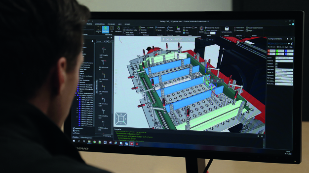 Die Pathfinder-Simulationssoftware ermöglicht bereits in der Vorprojektphase Taktzeitanalysen und die realistische Darstellung kompletter Prozessabläufe. Optimierungen können so frühzeitig umgesetzt werden – was Kosten- und Zeitaufwand minimiert. (Foto: Fronius International GmbH) / The Pathfinder simulation software provides cycle-time analyses and a realistic representation of complete processes as early as the pre-project stage. Optimisations can therefore be implemented early on, minimising the time and expenses involved here.  (Photo: Fronius International GmbH)