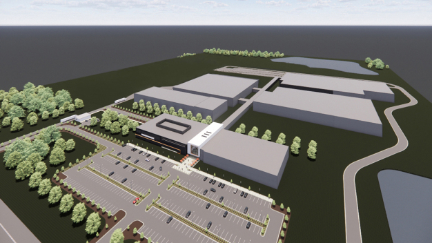 Darstellung der neuen geplanten SCHOTT Pharma Produktionsstätte in Wilson, North Carolina. / Rendering of new planned SCHOTT Pharma manufacturing facility in Wilson, North Carolina. 