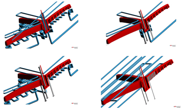 Das Bauteil (rot) sollte in unter 60 Sekunden produziert werden. Die Autonomous Optimization half bei der Ermittlung des besten Temperierkonzepts zu niedrigen Kosten. / The part (in red) had to be produced with a cycle time below 60 seconds. The Autonomous Optimization tool found out which cooling configuration delivered the desired cycle time at the lowest cost. 