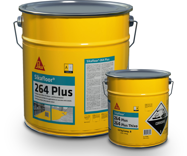 Sika fabriquera à Stuttgart des revêtements de sol avec une résine époxy à partir de 2024, contenant une part biobasée de 28 %, notamment le revêtement de finition et le scellant Sikafloor-264 Plus. © Sika Deutschland CH AG & Co KG