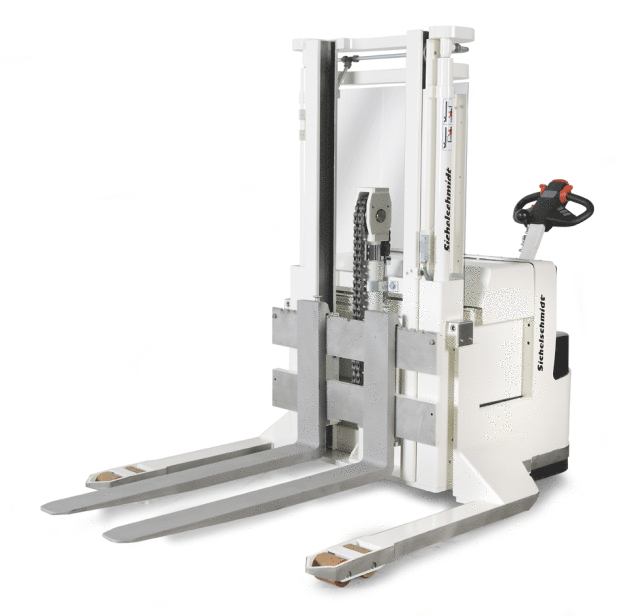 Zum Sichelschmidt-Programm an reinraumtauglichen Elektro-Flurförderzeugen gehören u.a. Gabelstapler, Palettstapler und Breitspurstapler.