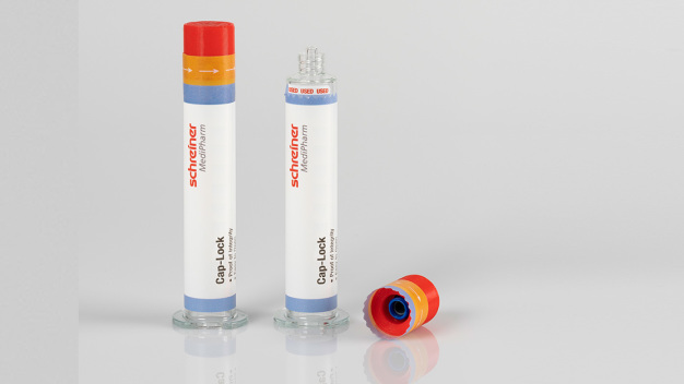 Cap-Lock von Schreiner MediPharm schützt Spritzen einfach, intuitiv und sicher vor unbemerkter Manipulation. / Cap-Lock from Schreiner MediPharm easily, intuitively and safely protects syringes against undetected tampering attempts.