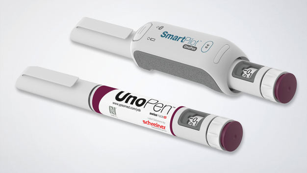 Die Kombination aus dem NFC-Label von Schreiner MediPharm zusammen mit dem UnoPen™ und SmartPilot™ von Ypsomed trägt zu mehr Patientensicherheit bei. / The combination of Schreiner MediPharm’s NFC-Label plus Ypsomed’s UnoPen™ and SmartPilot™ helps enhance patient safety.