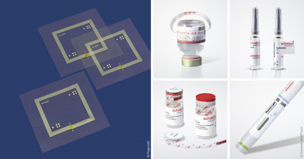 Die neuen, smarten Pharma-Labels von Schreiner MediPharm und PragmatIC eignen sich z.B. für Primärverpackungen und Devices. / The new smart pharma labels from Schreiner MediPharm and PragmatIC are suitable for e.g. primary packaging and devices.