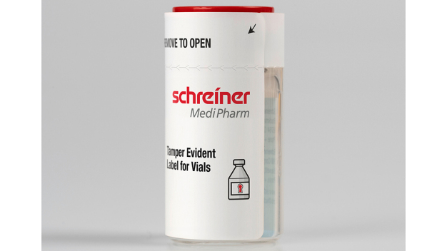 Das neue Sicherheitslabel von Schreiner MediPharm schützt dank seiner eindeutigen Erstöffnungsindikation die Integrität von Vials und hilft, deren illegale Wiederverwendung zu vermeiden. / Due to its clear first-opening indication, the new security label from Schreiner MediPharm protects the integrity of vials and helps avoid their illegal reuse.