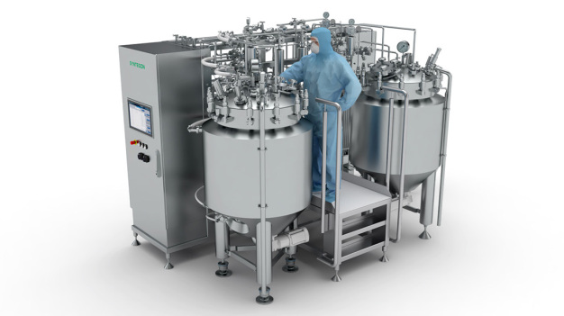 Die neue, vollautomatisierte Pharmatec SVP Essential Prozessanlage von Syntegon bietet höchste hygienische Standards und Reproduzierbarkeit über den gesamten Prozess. (Foto: Syntegon) / The new, fully automated Pharmatec SVP Essential process system from Syntegon offers the highest hygienic standards and reproducibility throughout the entire process. (Picture: Syntegon)