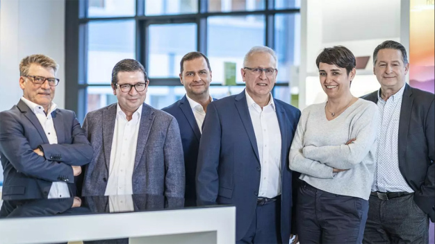 Der Vorstand der Interessengemeinschaft Pharmabau e. V. (v.l.n.r.): Ulrich Fedler (Schriftführer), Ralf Stahl (Koordinator), Stefan Göstl (Vizepräsident), Ralf Gengenbach (Präsident), Katrin Mützel (Schatzmeisterin), Ingo Sternitzke (Vizepräsident). © Jacky Lens