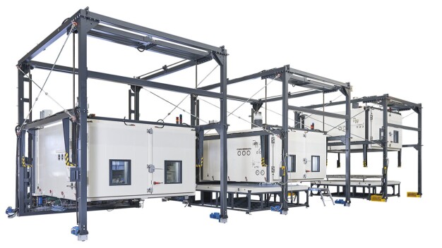 Die drei Shaker von Weiss Technik haben imposante 14 Meter Verfahrweg. (Weiss Technik GmbH, own image)